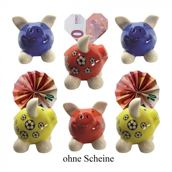 Sparschwein klein, 6 Stück 3 Farben