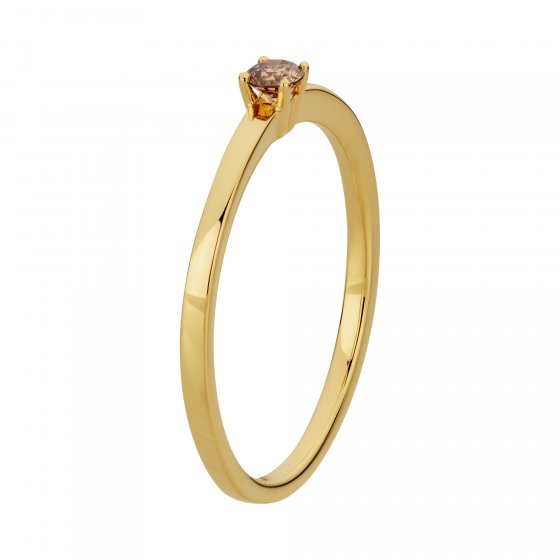 Ring 585/-Gelbgold glanz 1 Brill. 0,10ct. braun 