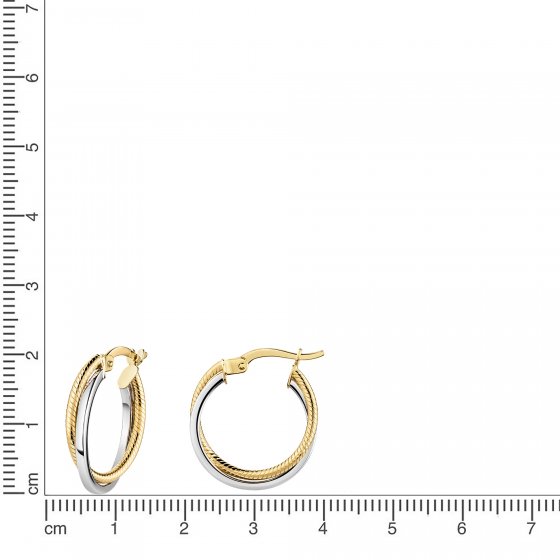 Creolen 375/- Gelbgold bicolor 2-reihig 