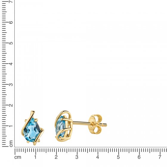 Ohrstecker 375/- Gelbgold glanz Blautopas 
