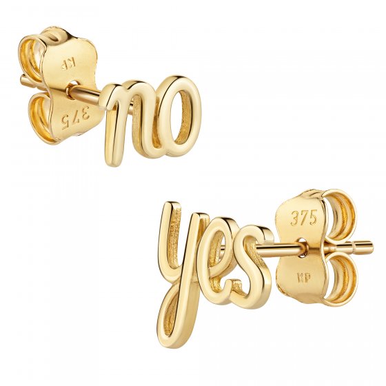 Ohrstecker 375/- Gelbgold glanz Yes und No 