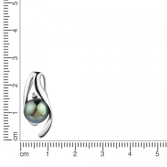 Anhänger 585/- Weißgold glanz Tahitiperle und Diamant 