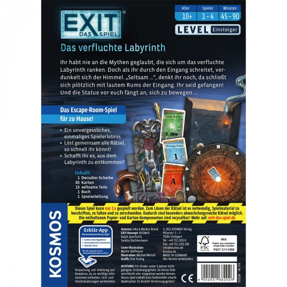 KOSMOS Spiel EXIT Verfluchte Labyrinth E 