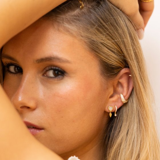 Ohrstecker mit Anhänger 925 Silber vergoldet weißer Mondstein 