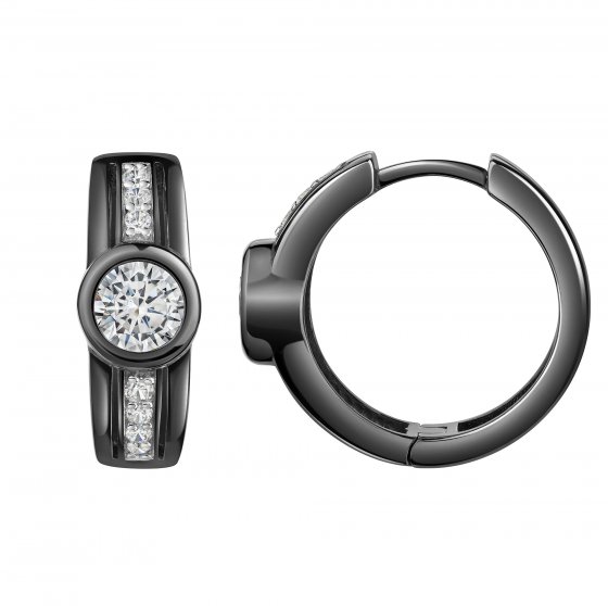 Creolen 925 Sterling Silber rhodiniert/schwarz Zirkonia 