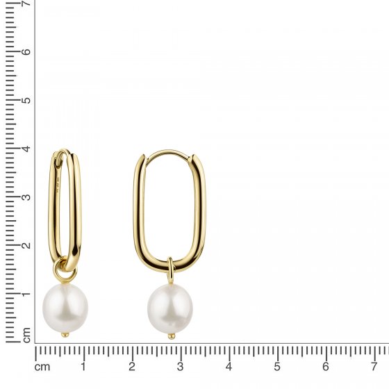 Creolen 925 Sterling Silber vergoldet Perle 