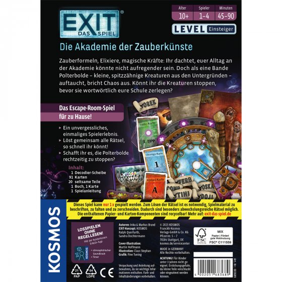 KOSMOS Spiel EXIT Die Akademie der Zauberkü. 