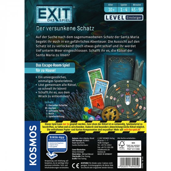 KOSMOS Spiel EXIT Der versunkene Schatz 