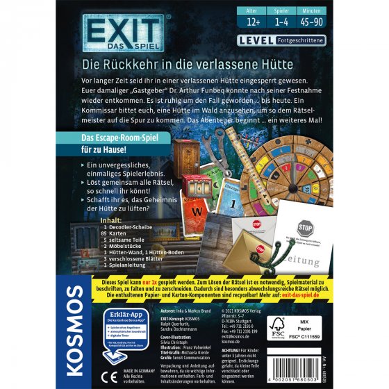KOSMOS Spiel EXIT Rückkehr Hütte 