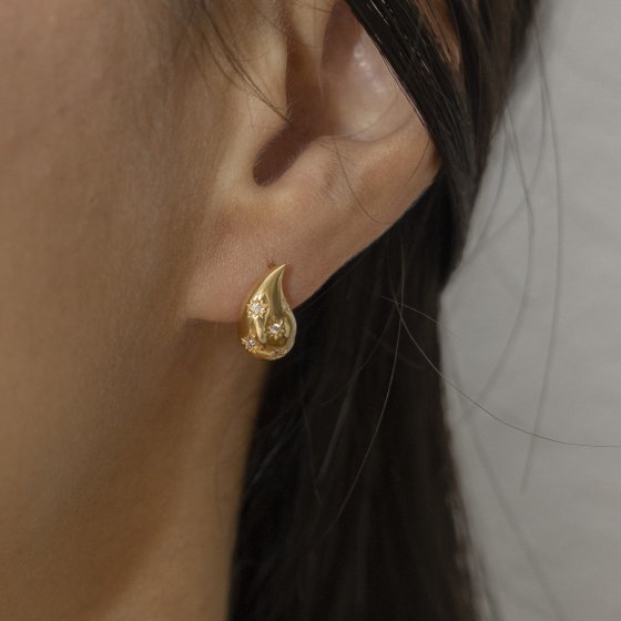 Ohrstecker 925 Silber vergoldet Tropfen Zirkonia Sterne 