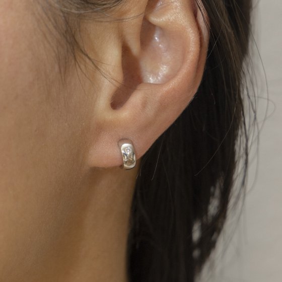 Klappcreolen 925 Silber rhodiniert Zirkonia 