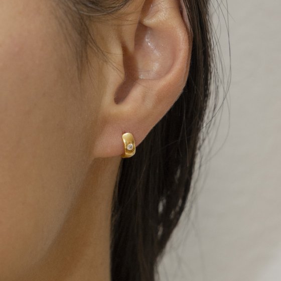 Klappcreolen 925 Silber vergoldet Zirkonia 