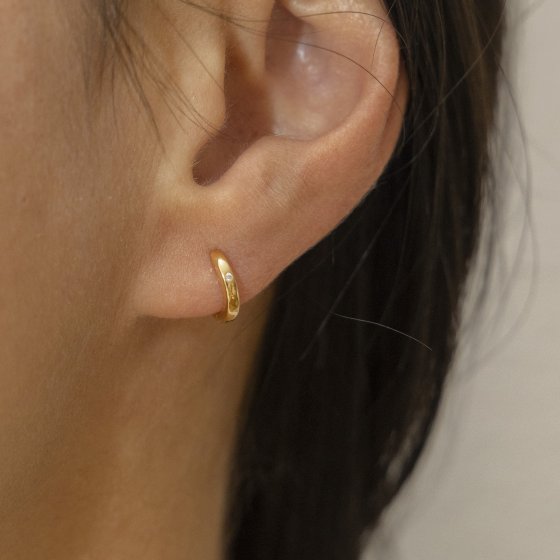 Klappcreolen 925 Silber vergoldet  Zirkonia 