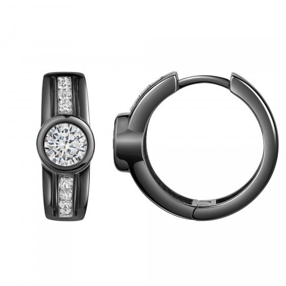 Creolen 925 Sterling Silber rhodiniert/schwarz Zirkonia 