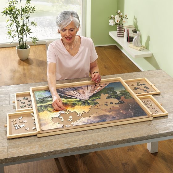 Holzbrett Puzzlebrett mit Auszügen 1000er