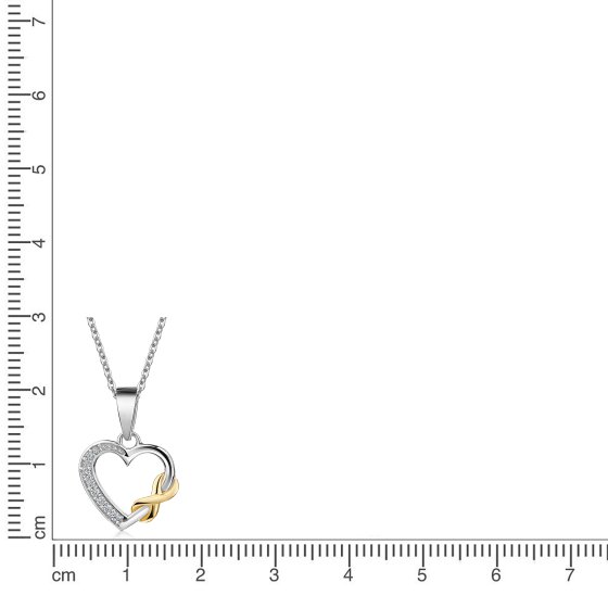 Anhänger mit Kette 925/- Sterling Silber zweifarbig Herz Zirkonia 