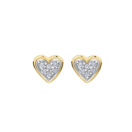 Ohrstecker 585/- Gelbgold bicolor 12 Brill. 0,052ct. Herz 