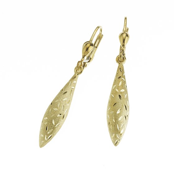 Ohrhänger 585/- Gelbgold glanz/matt diamantiert 