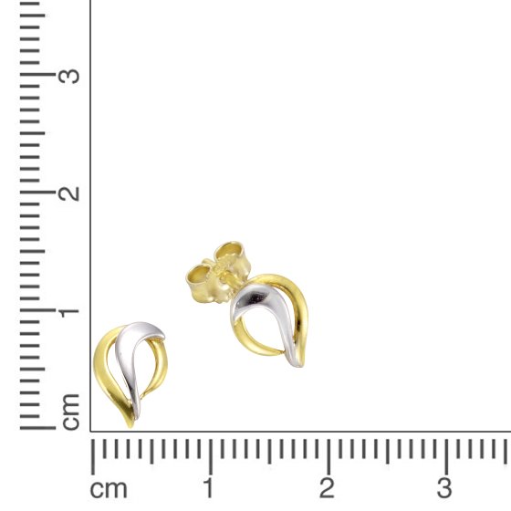 Ohrstecker 585/- Gelbgold bicolor glanz 