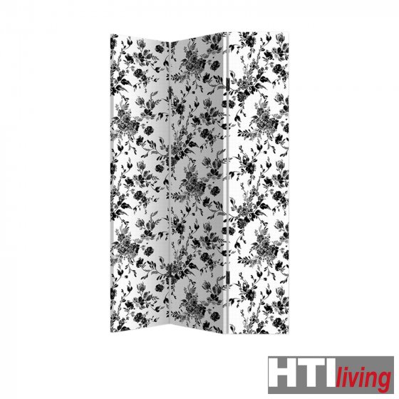 Paravent Blumen Black and White