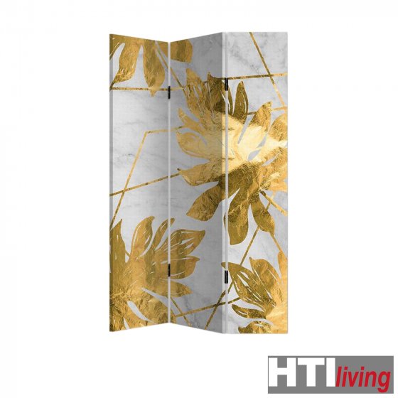 Paravent Leaf Gold und Silber