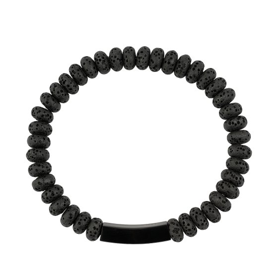 Armband Edelstahl /PVD schwarz Lavasteine 