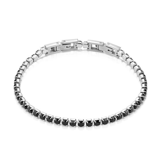 Armband Edelstahl Kristalle schwarz 