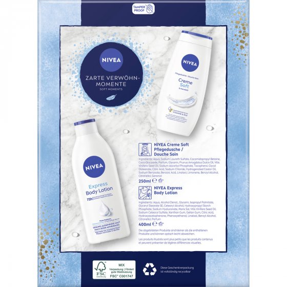 NIVEA Zarte Verwöhnmomente Creme Soft Dusche und Body Lotion 2tlg 