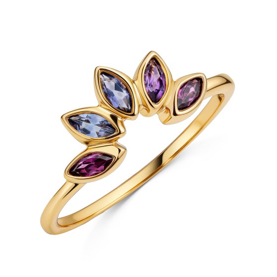 Ring 925 Sterling Silber vergoldet Glänzend Amethyst Iolith lila 