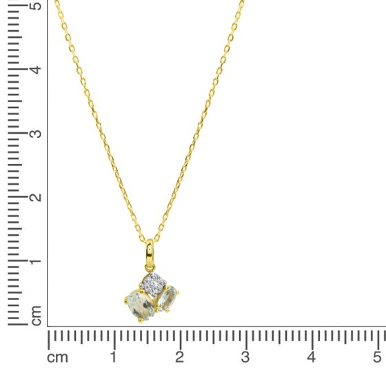 Anhänger mit Kette 375/- Gelbgold bicolor Blautopas und Zirkonia 