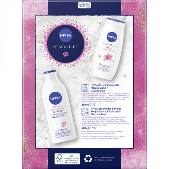 NIVEA Geschenkset Rosenliebe Duschpflege und Body Lotion 2tlg 