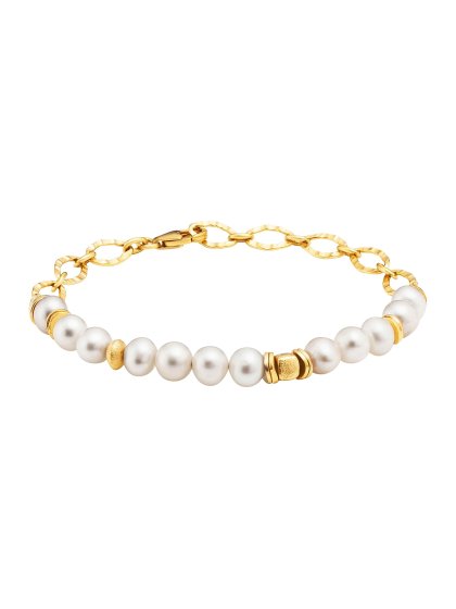 Armband 925/- Sterling Silber vergoldet  12 Perlen 19cm lang 