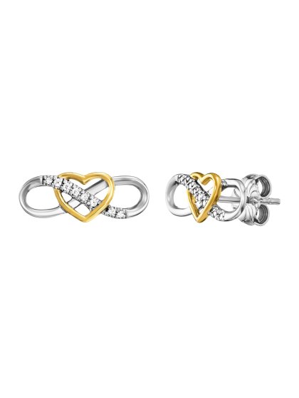 Ohrstecker 925/- Sterling Silber rhodiniert/vergoldet  16 Zirkonia Infinity 