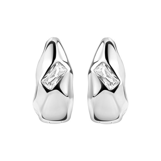 Ohrringe Silber 925 rhodiniert mit weißem Baguette-Zirkonia Amorph 