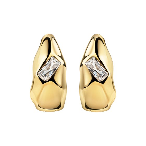 Ohrringe Silber 925 vergoldet mit weißem Baguette-Zirkonia Amorph 