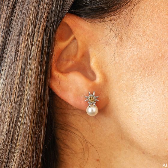 Ohrstecker 925/- Sterling Silber Tracht zweifarbig Perle 
