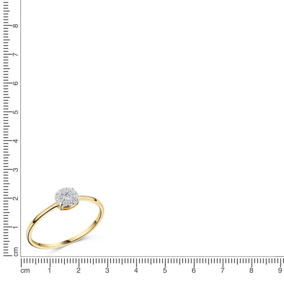 Ring 375 Gold Gelb Zirkonia Halo Pavé 