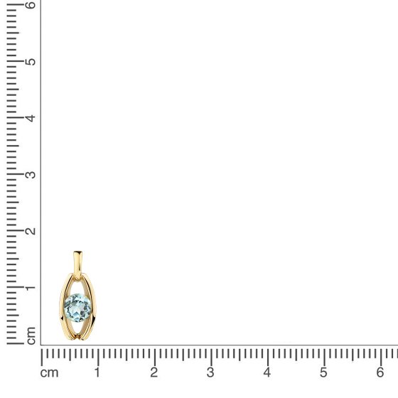 Anhänger 375 Gold Gelb Sky Blue Topas Offen Oval Anhänger 