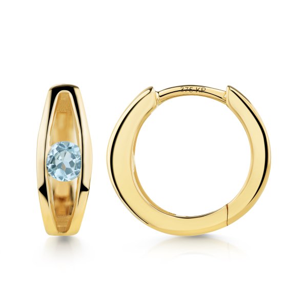 Creole 375 Gold Gelb Sky Blue Topas Creolen 