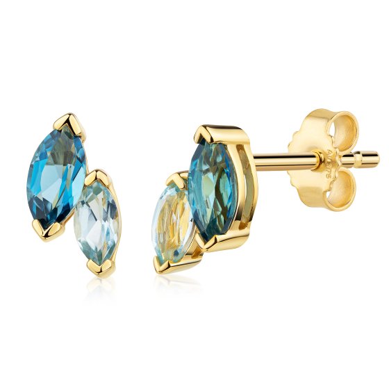 Ohrstecker 375 Gold Gelb London Blue Topas Sky Blue Topas Ohrstecker 