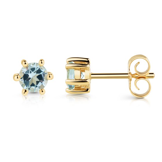 Ohrstecker 375 Gold Gelb Sky Blue Topas Rund Ohrstecker Blau 