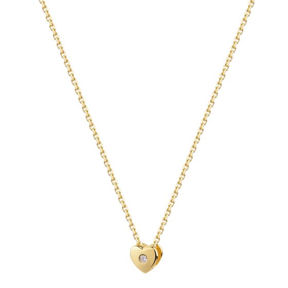 Collier 375 Gold Gelb Diamant 0,01ct Herz Collier 42/45 cm 