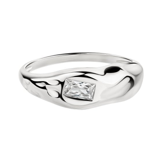 Ring Silber 925 rhodiniert mit weißem Baguette-Zirkonia 
