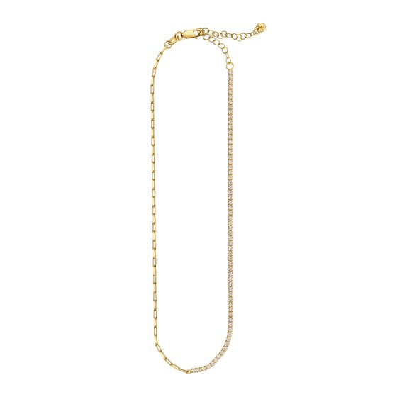 Halskette 925 Sterling Silber vergoldet Tennis Zirkonia 
