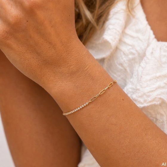 Armband 925 Sterling Silber vergoldet Zirkonia Tennis 