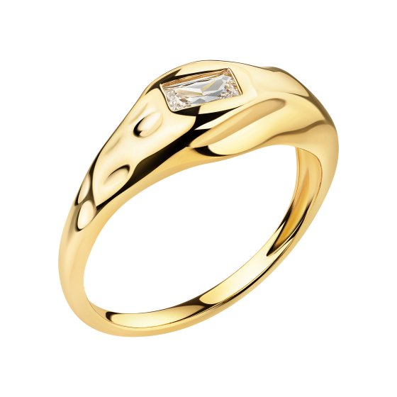 Ring Silber 925 vergoldet mit weißem Baguette-Zirkonia Amorph 