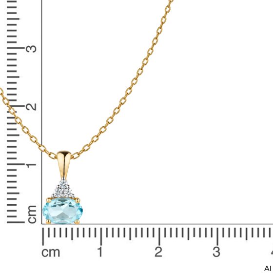 Anhänger mit Kette 375 Gold Gelb Sky Blue Topas Balu Zirkonia Tropfen Anhänger mit Ankerkette 42 cm 