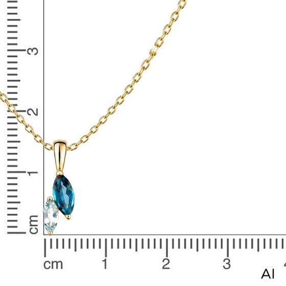 Anhänger mit Kette 375 Gold Gelb London Blue Topas Sky Blue Topas Anhänger mit Ankerkette 42 cm 