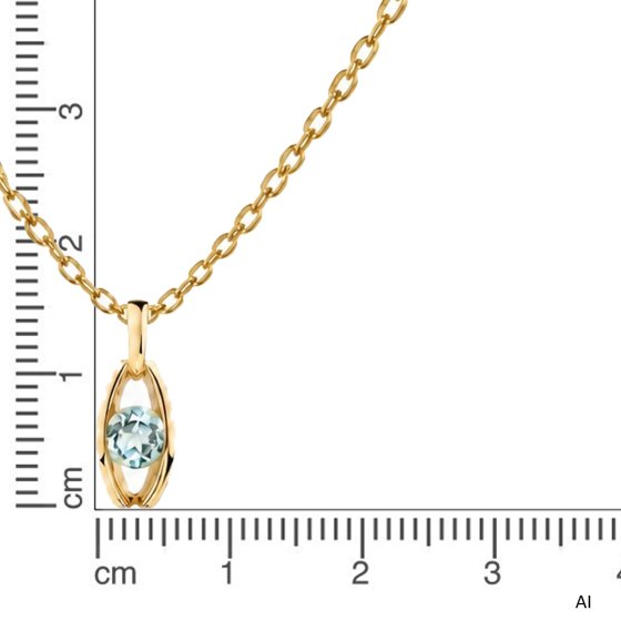 Anhänger mit Kette 375 Gold Gelb Sky Blue Topas Offen Oval Anhänger mit Ankerkette 42 cm 
