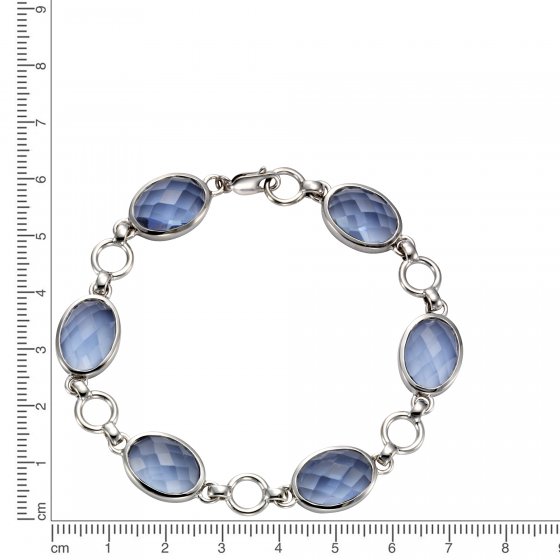 Armband 925 Silber rhodiniert Quarz blau (beh.) 